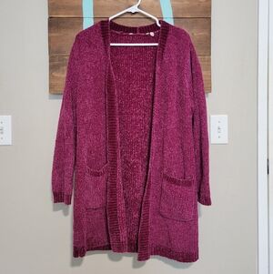 Soft Surrounding Boysenberry Faith Chenille Open Front Cozy Cardigan Size Medium